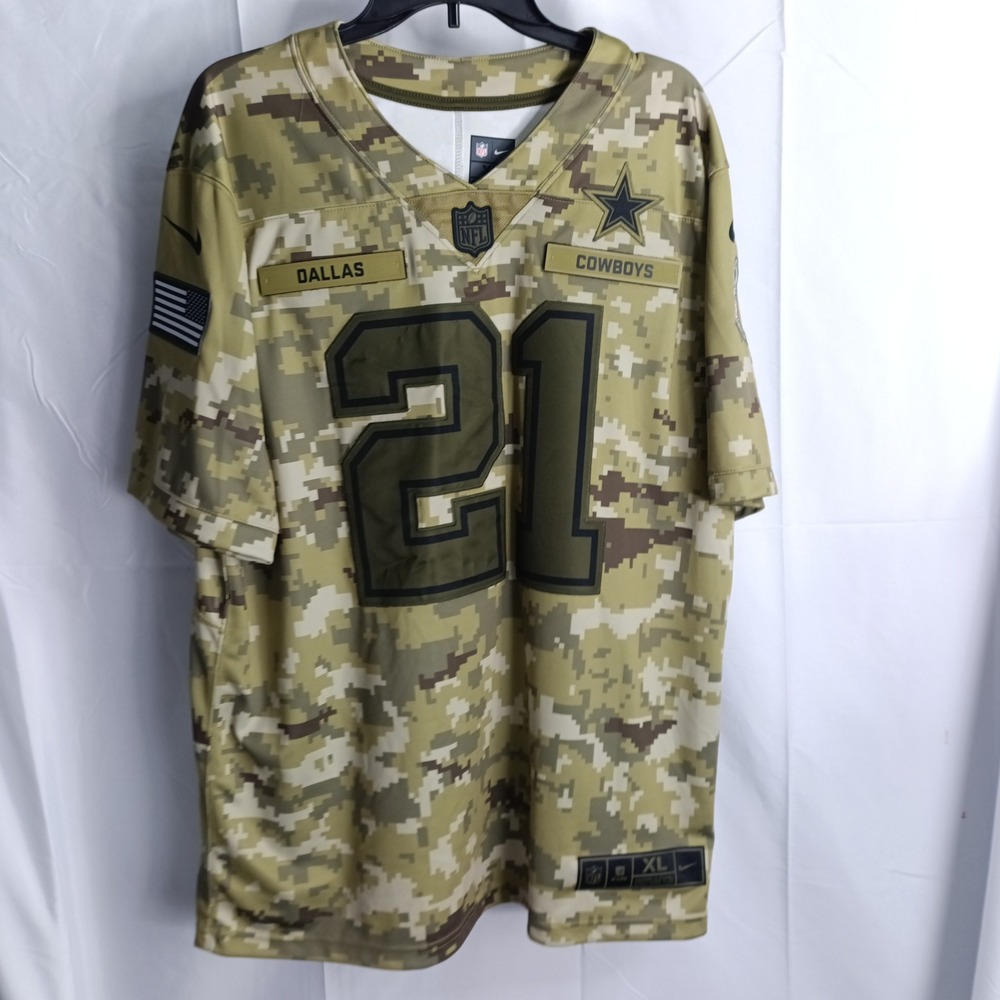 Nike Dallas Cowboys Ezekiel Elliott 21 Salute to Service Camo Jersey Mens XL